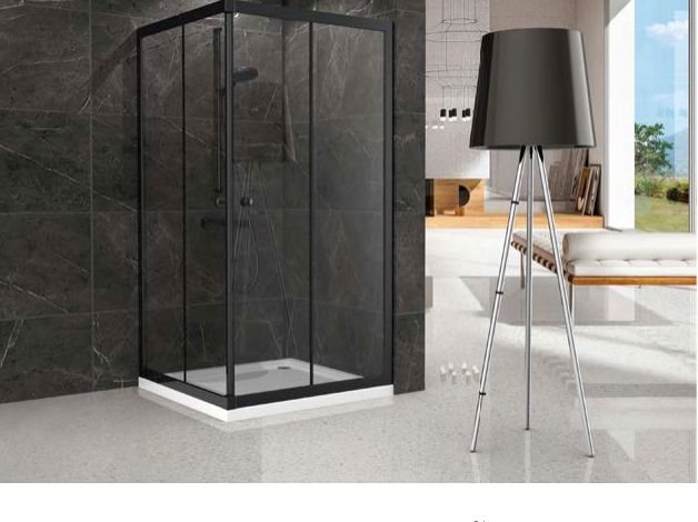 Cabine de douche à accès d'angle coulissante Striped 80 x 80 x 190 cm